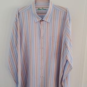 NWT XXL Light blue stripped long sleeve shirt  by Alan Flusser